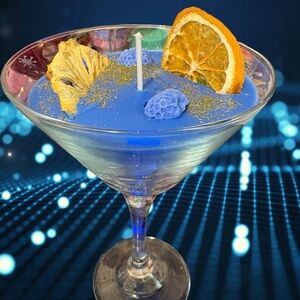 Blue Decorative Candle in Martini Glass